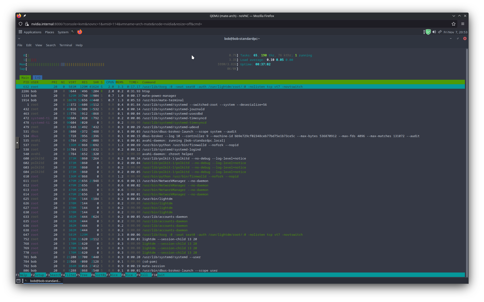 Screenshot of the mate DE